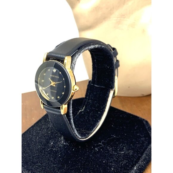 Armitron Women\'s Watch 75/2447GPB Quartz Gold Black Leather Strap 24mm main image 12